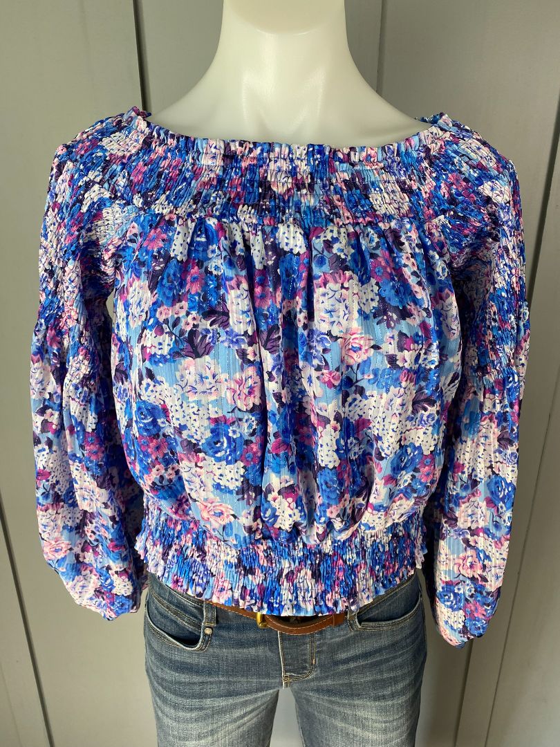 Blue floral Charlo Tops, L