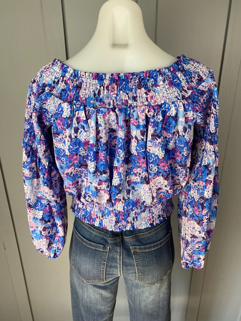 Blue floral Charlo Tops, L