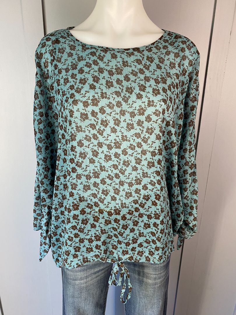 Turquoise & Black print Ketz Ke Top, 12
