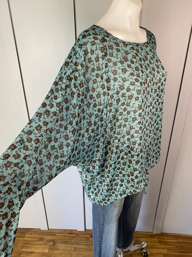 Turquoise & Black print Ketz Ke Top, 12