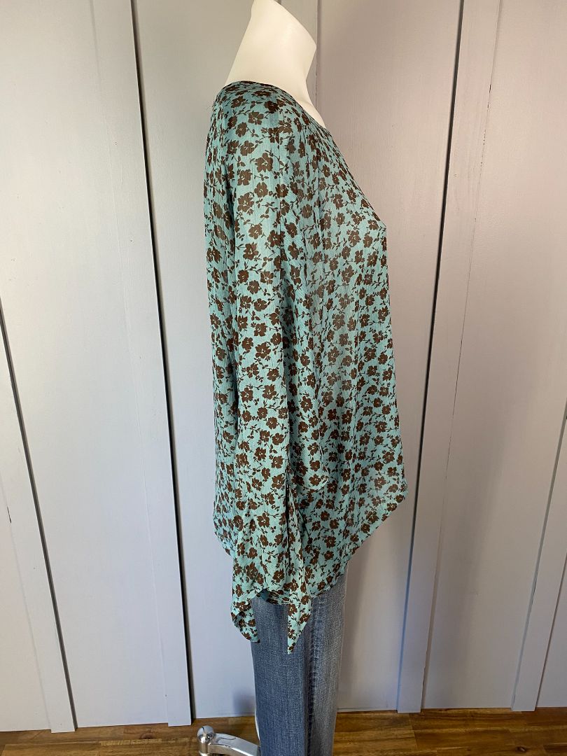 Turquoise & Black print Ketz Ke Top, 12