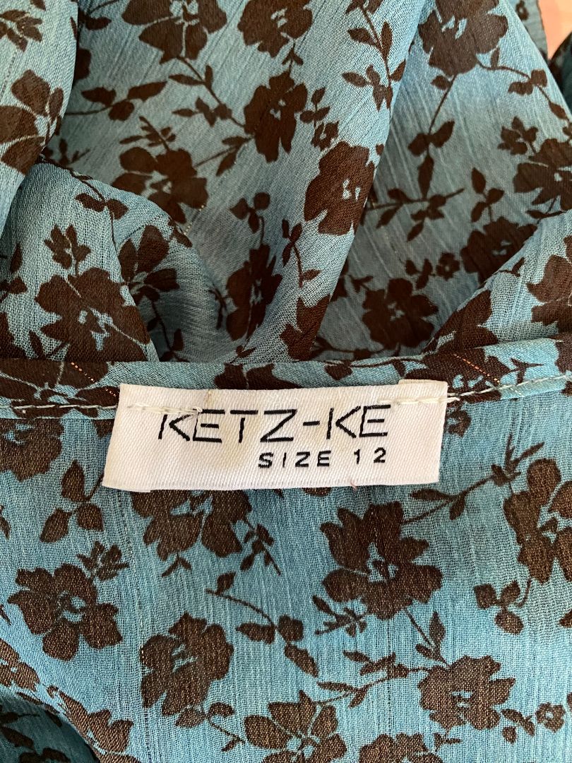 Turquoise & Black print Ketz Ke Top, 12