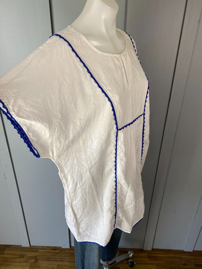 WHite & blue Sports Craft Tops, XL