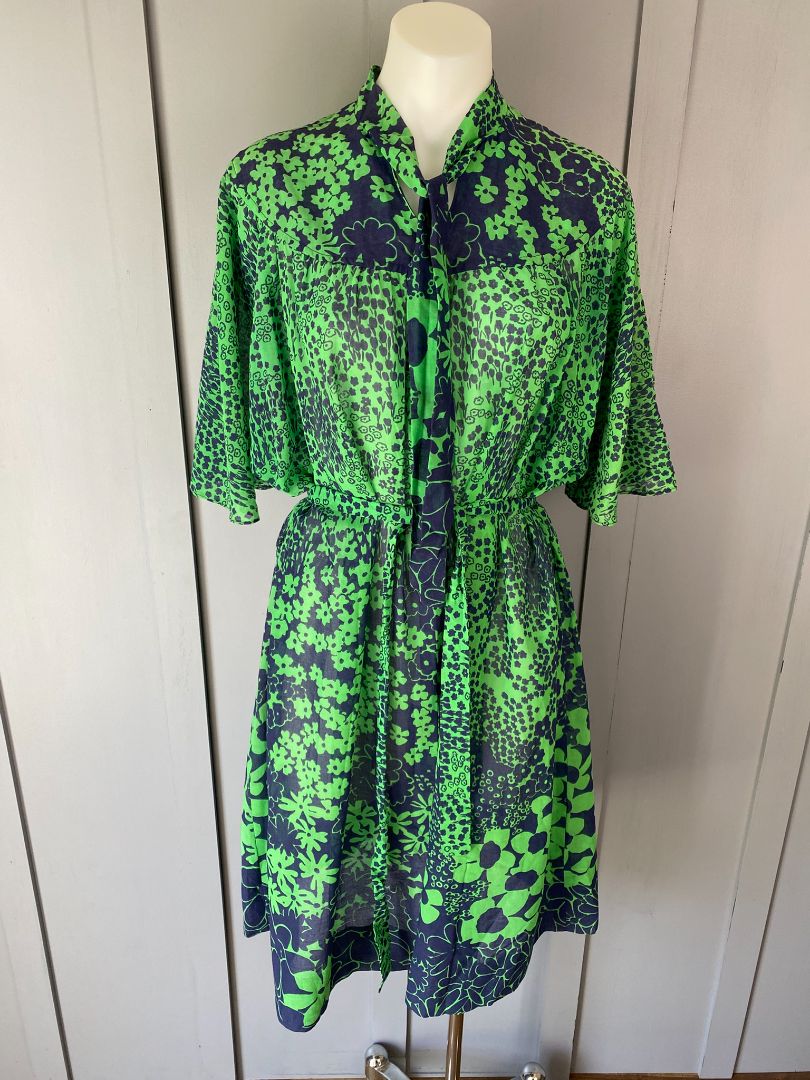 Green & Navy Casino Dress, L