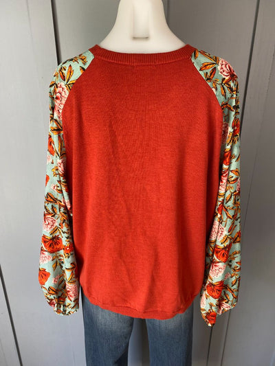 Rust & Multi floral Memo Top, XXL