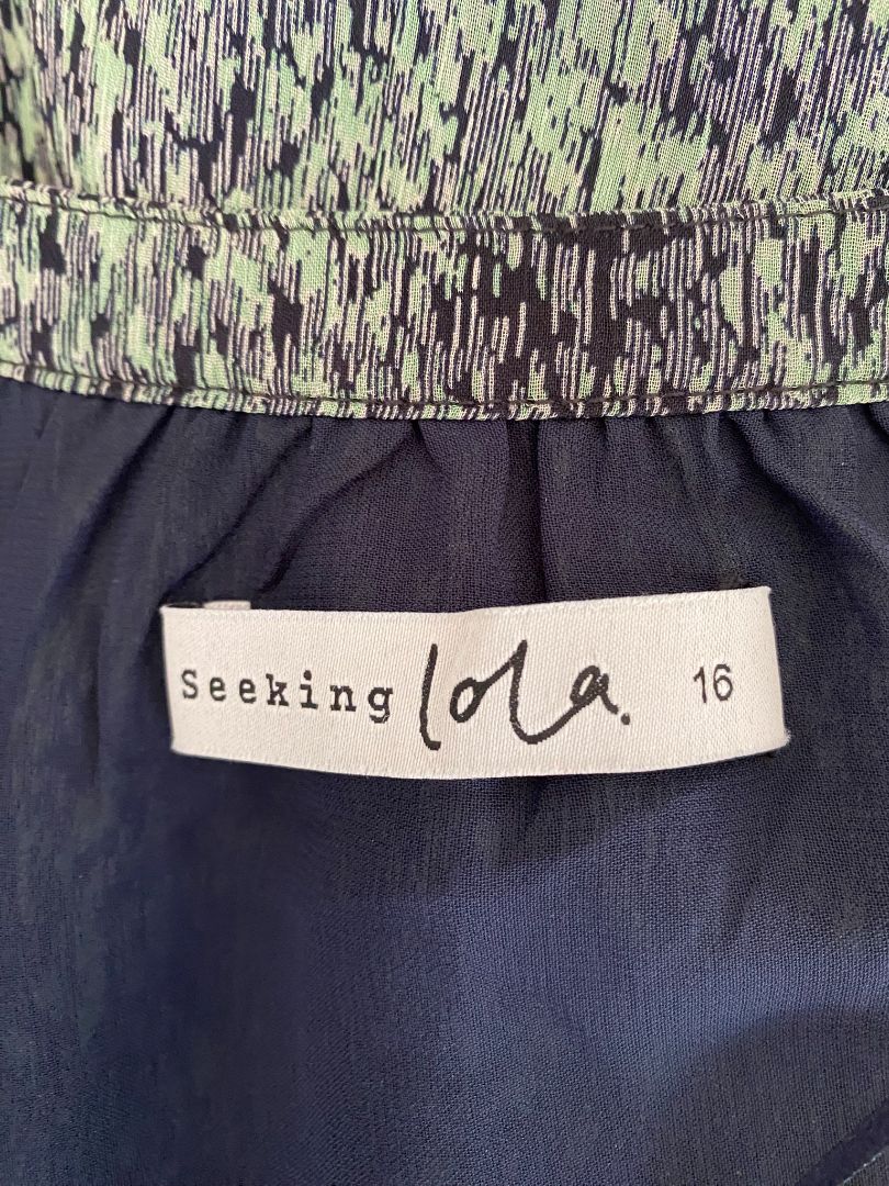 Green & Blue print Seeking Lola Dress, 16