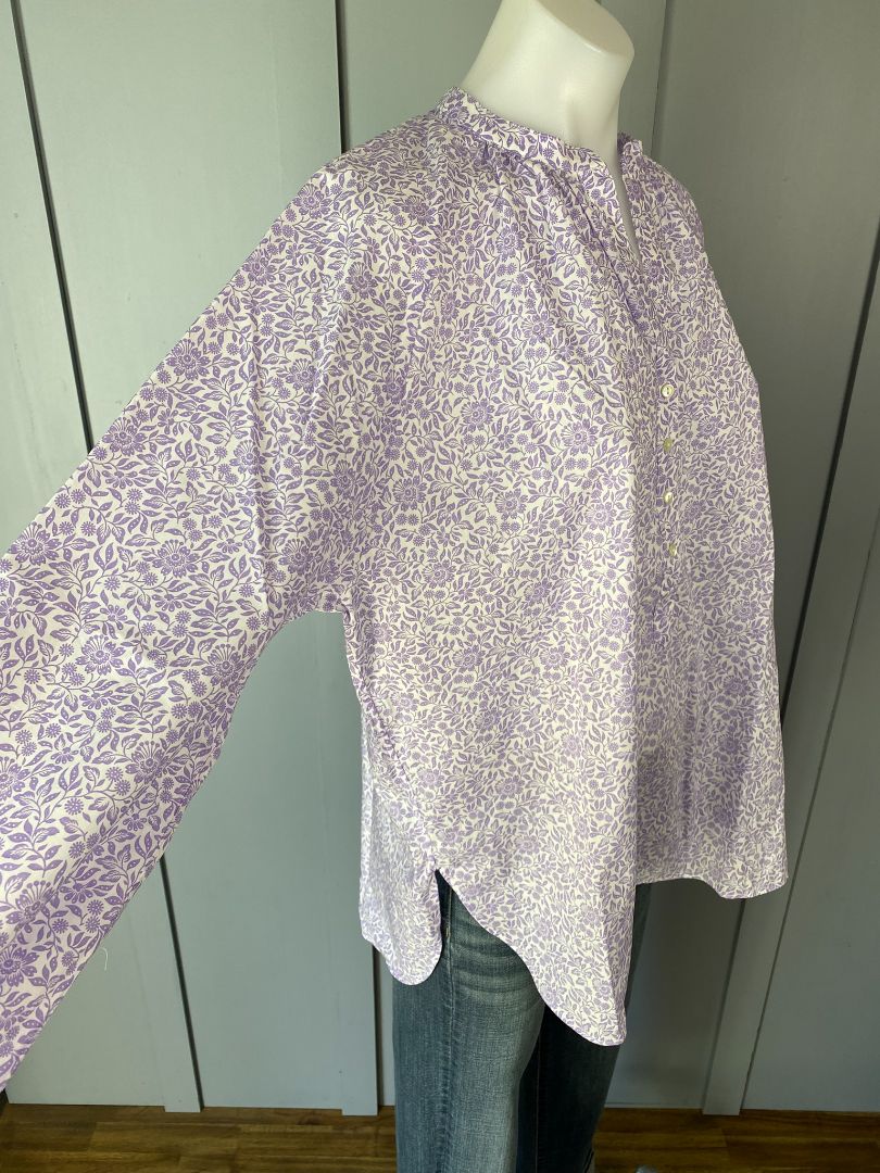 Lilac & White print Kamakura Shirt/Blouse, F
