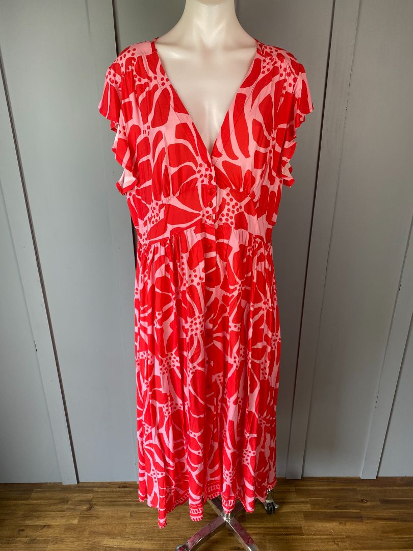 BNWT Red & Pink Vine apparel Dress, XL