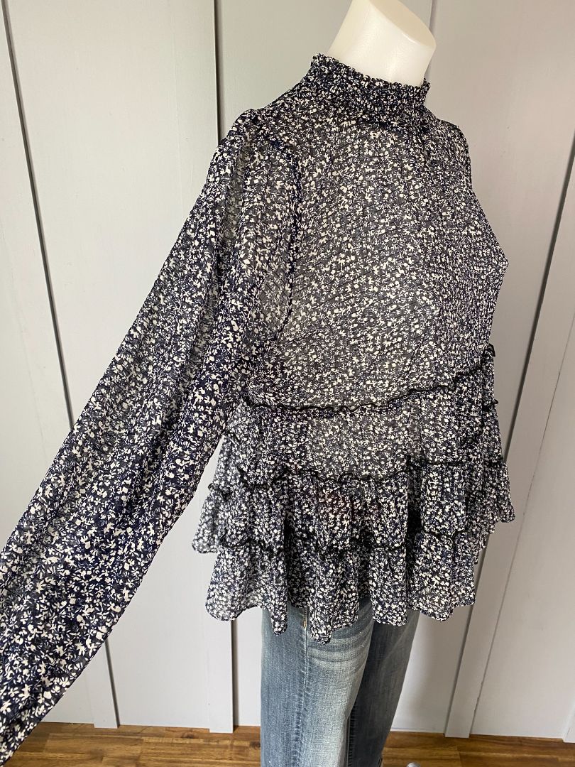 Navy & White print Seeking Lola Top, 8