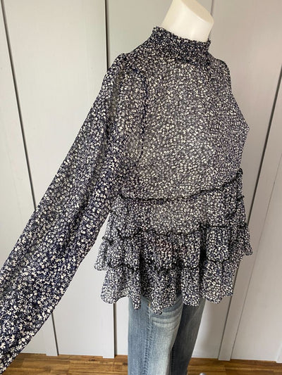 Navy & White print Seeking Lola Top, 8