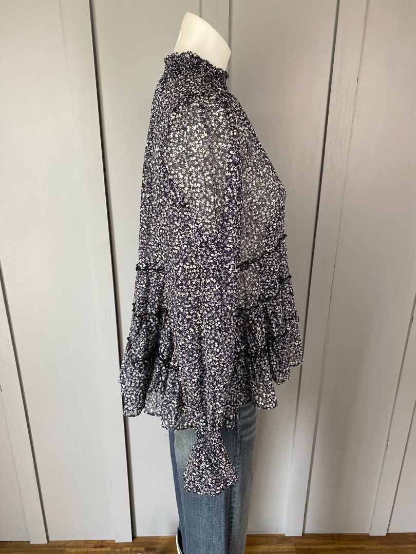 Navy & White print Seeking Lola Top, 8