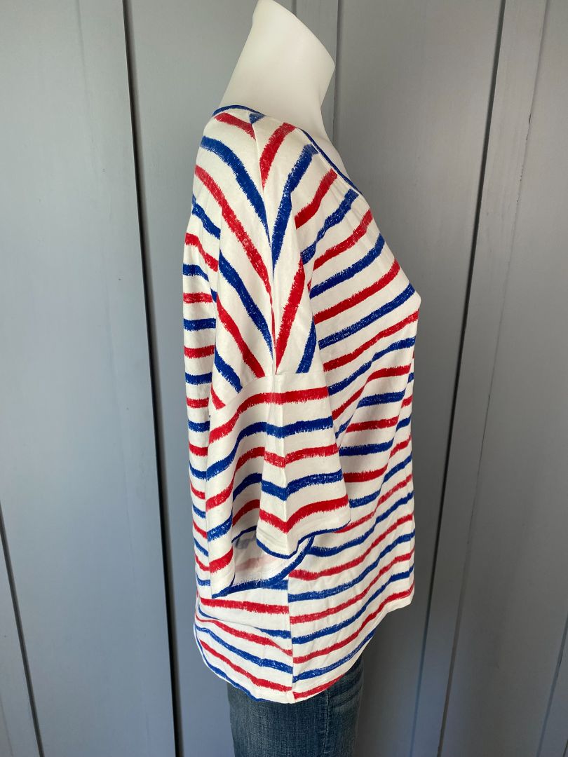 White, Red & Blue stripe Cooper Tee, M