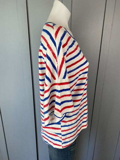 White, Red & Blue stripe Cooper Tee, M