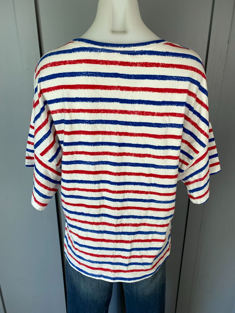 White, Red & Blue stripe Cooper Tee, M