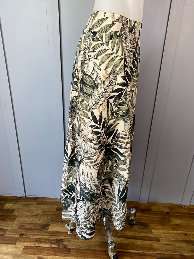 Tropical print Trenery Linen Skirt, 10