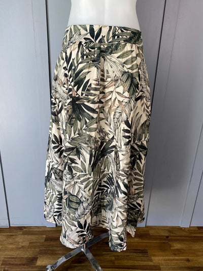 Tropical print Trenery Linen Skirt, 10