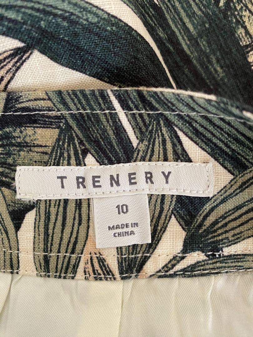 Tropical print Trenery Linen Skirt, 10