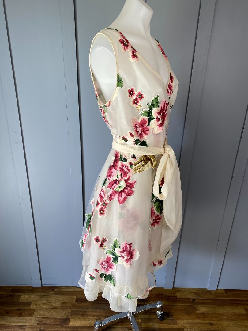 Cream & Floral Annah Stretton Dress, M