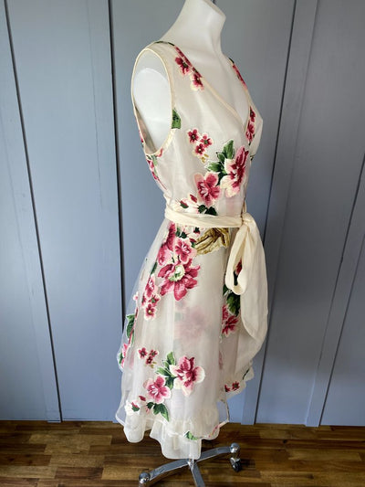 Cream & Floral Annah Stretton Dress, M