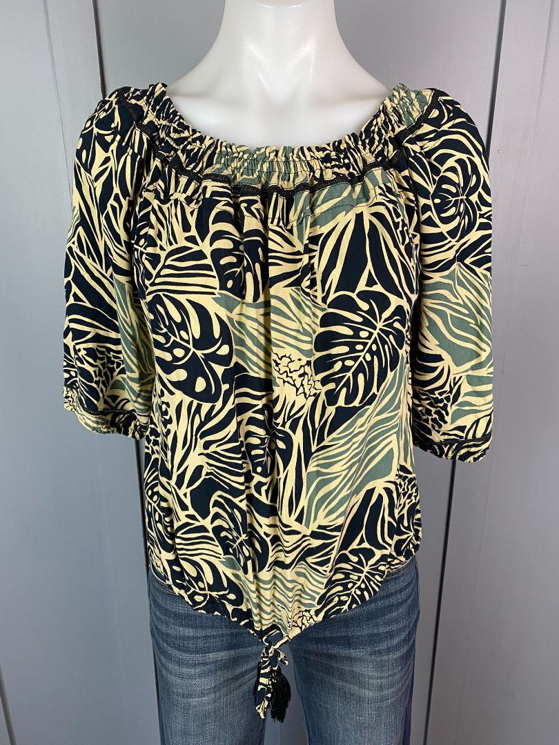 Black, Grey & Beige Bodacious Top, S