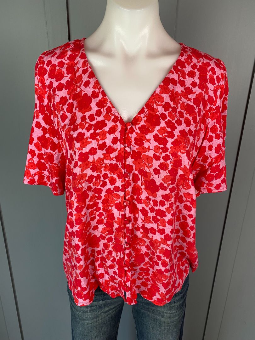 Red & Pink print Whistle Top, 12