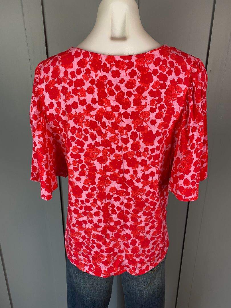 Red & Pink print Whistle Top, 12