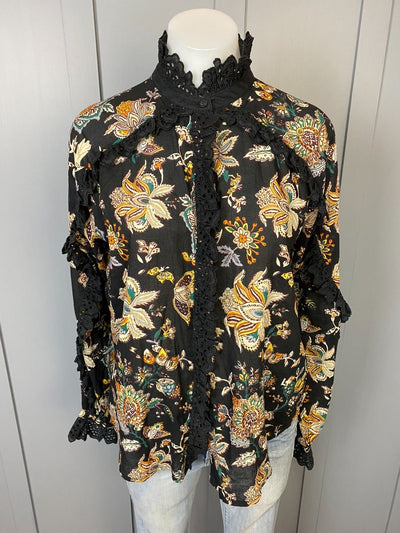 Black Floral Leon & Harper Tops, S