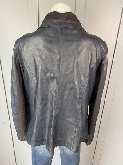 Navy DEVaL Leather Jacket, L