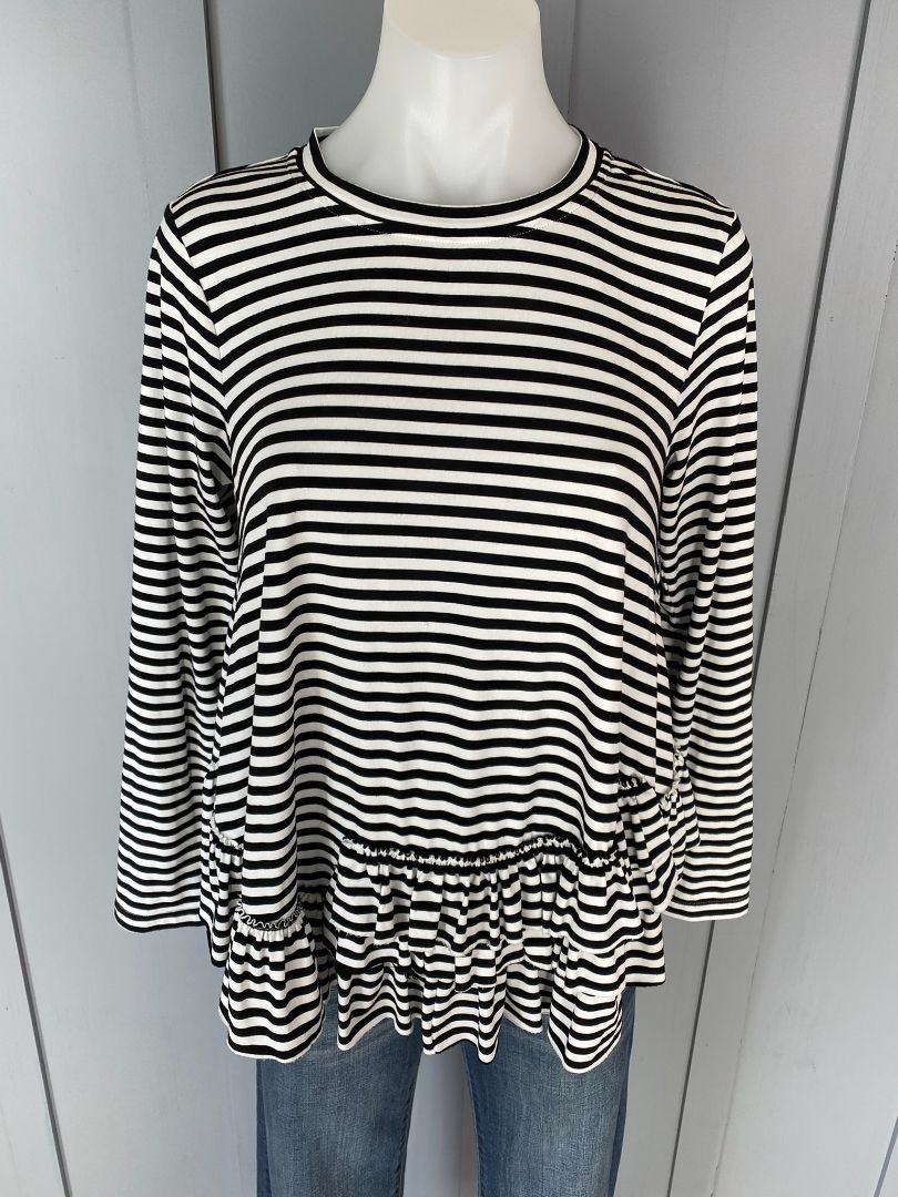 Black & White stripe Clarity by Threadz Top, XS