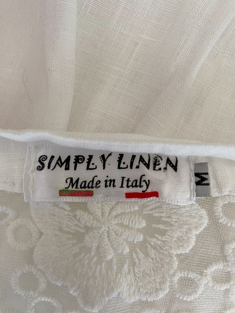 White Simply Linen Linen Shirt, M