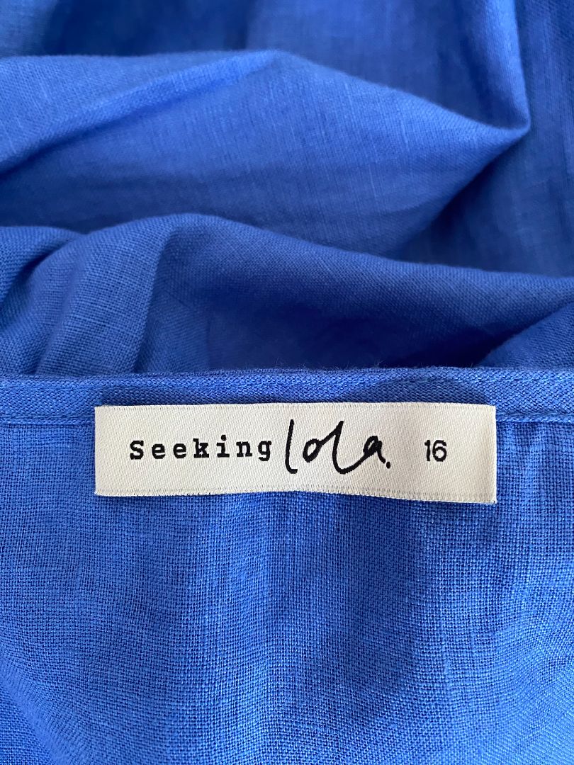Blue Seeking Lola Linen Dress, 16