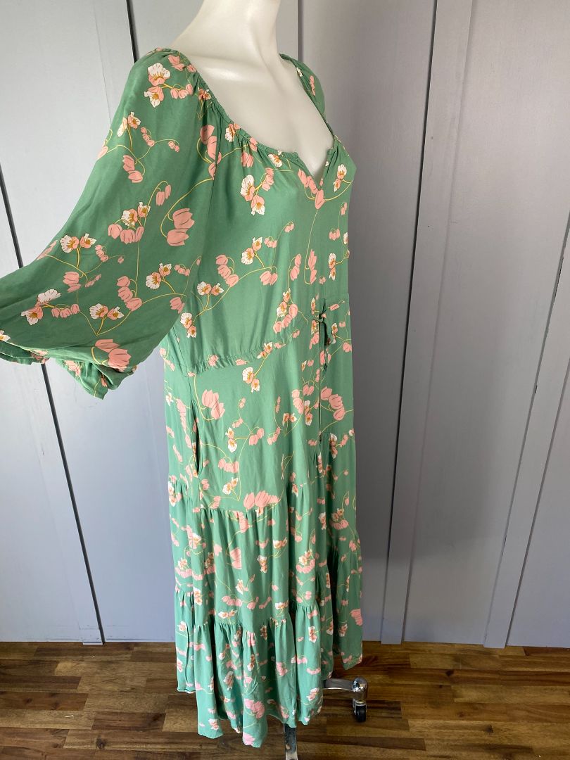 Green & Pink floral Fria Dress, 16