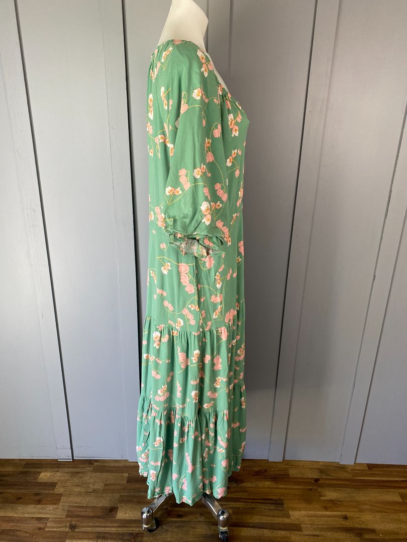 Green & Pink floral Fria Dress, 16