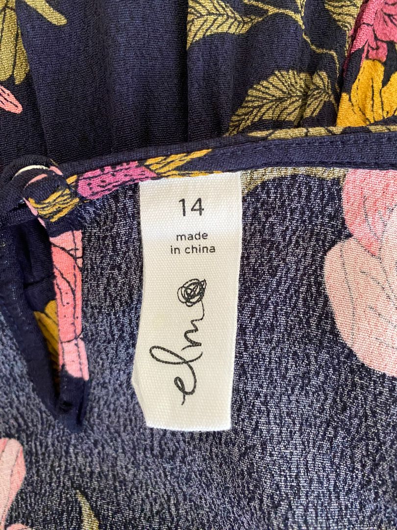Navy & floral print Elm Dress, 14