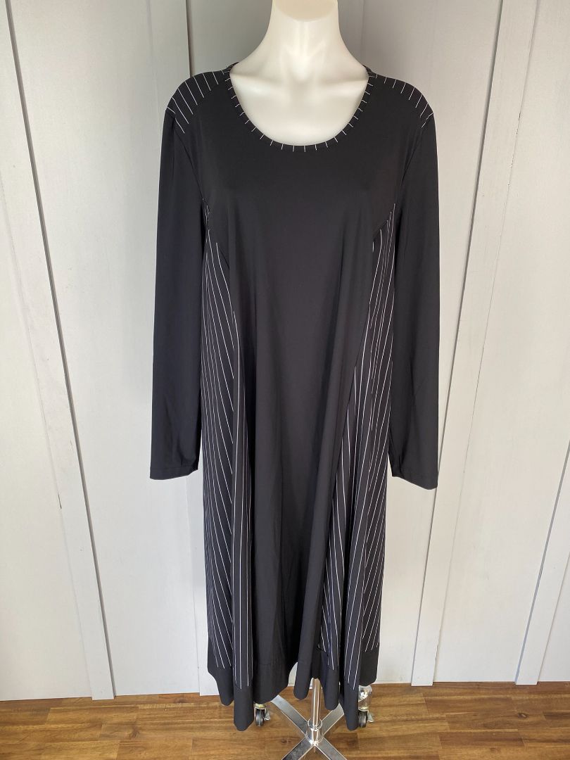 Black/White pinstripe Paula Ryan Dress, XL