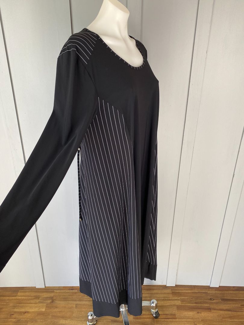 Black/White pinstripe Paula Ryan Dress, XL
