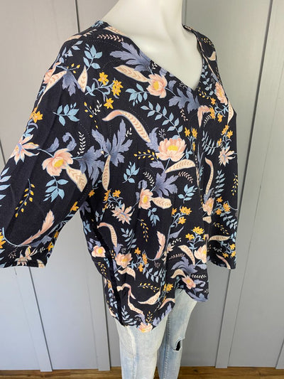 Navy Floral Vassalli Tops, 14