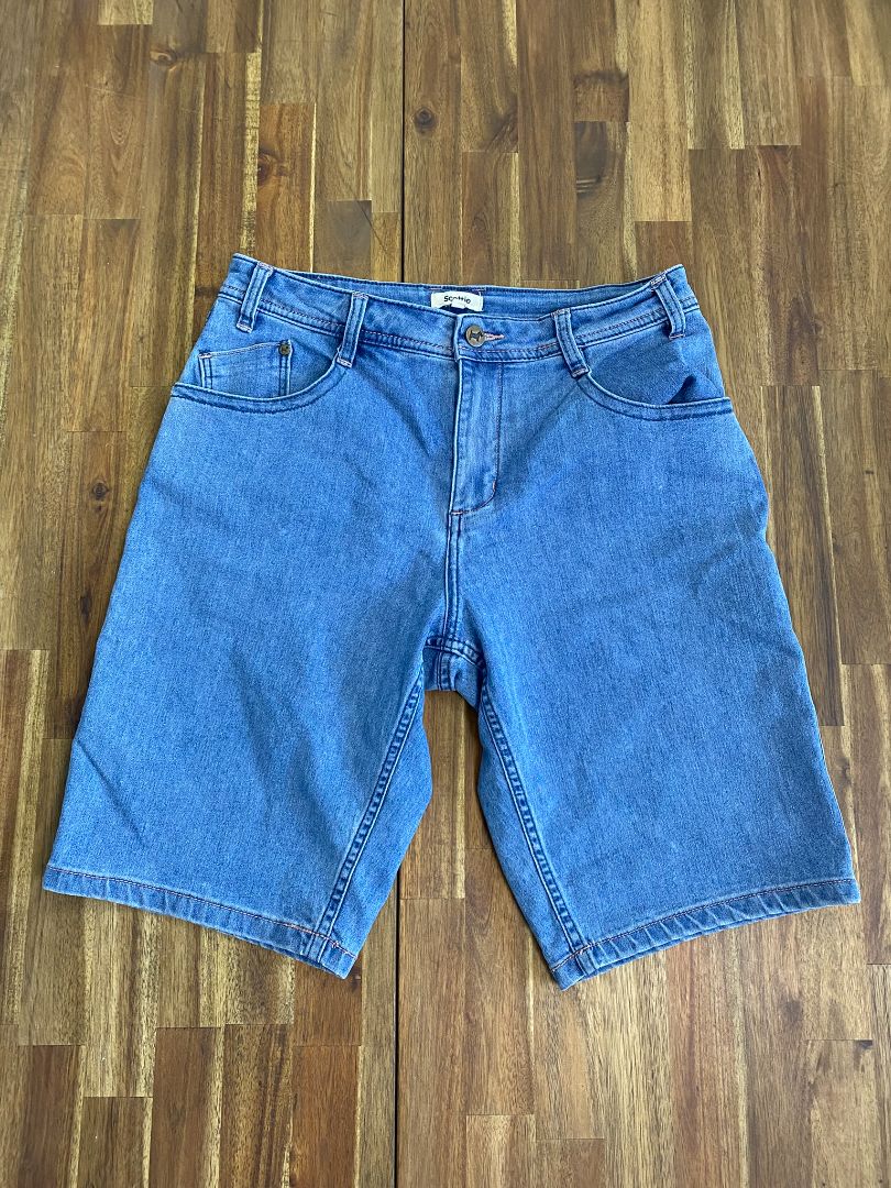 Blue Scottie Denim Shorts, 12