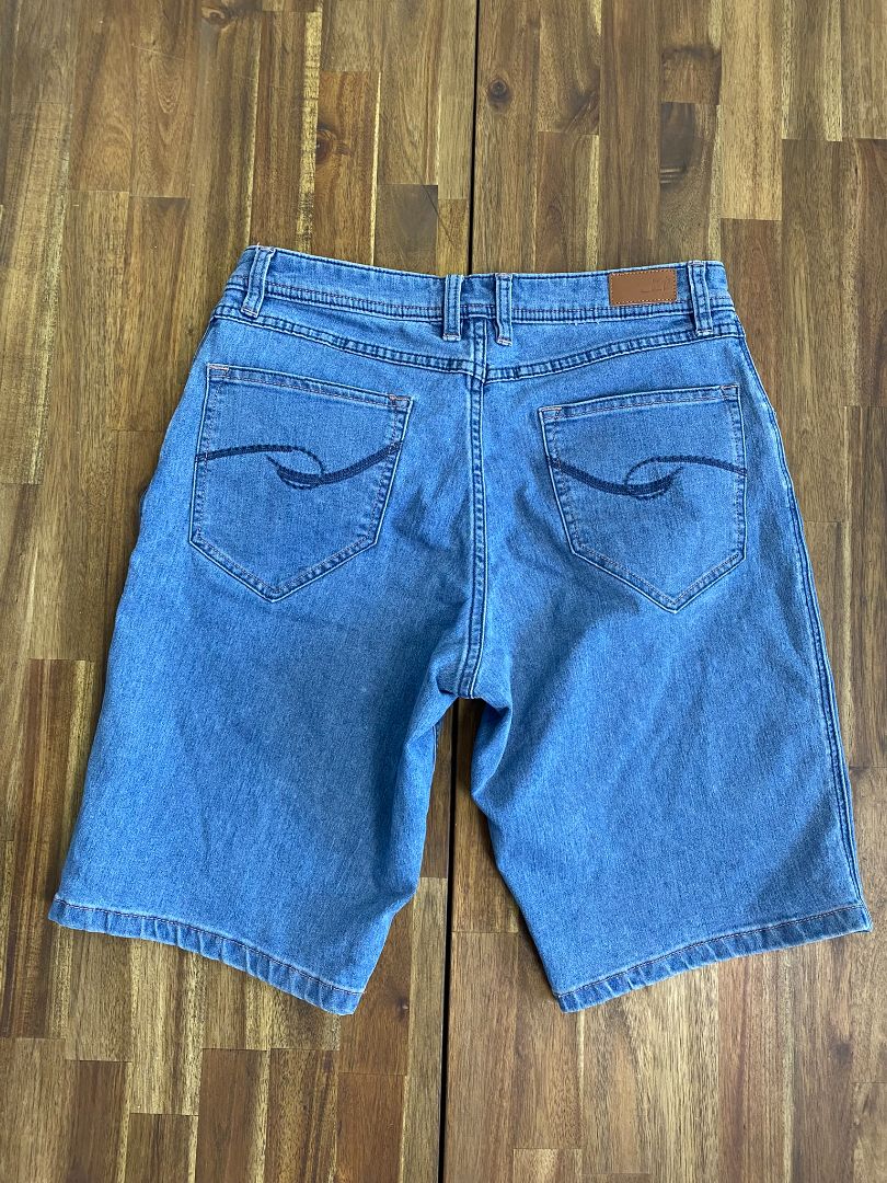 Blue Scottie Denim Shorts, 12