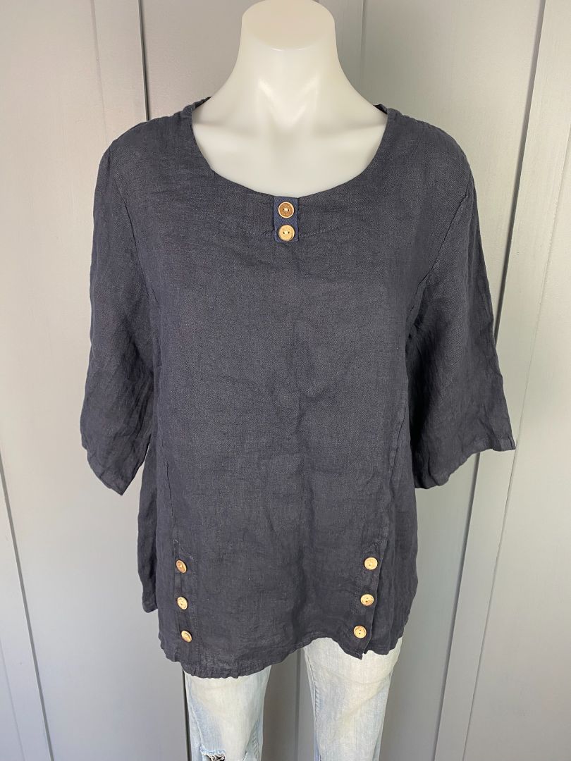 BNWT Navy Lejardin du lin Tops, L