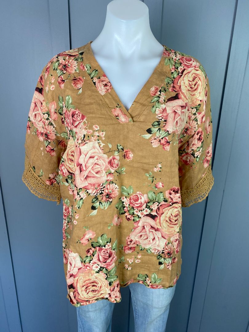 Floral Helga May Tops, O/S