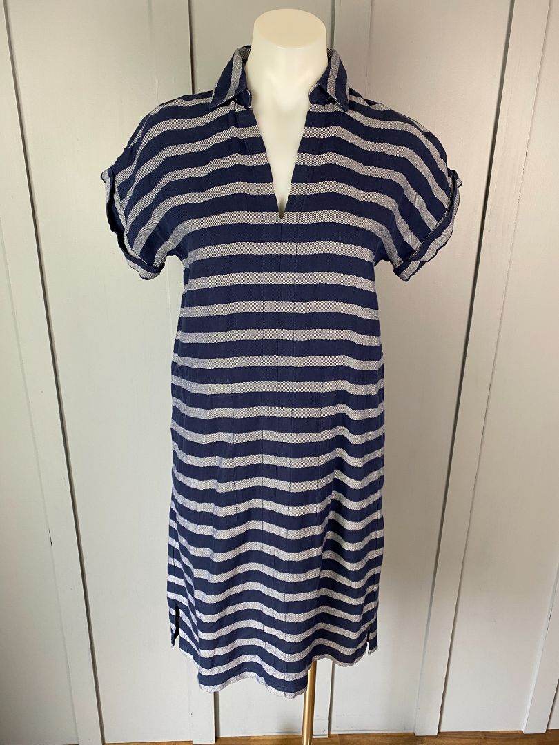 Navy & Grey stripe Trenery Dress, 4