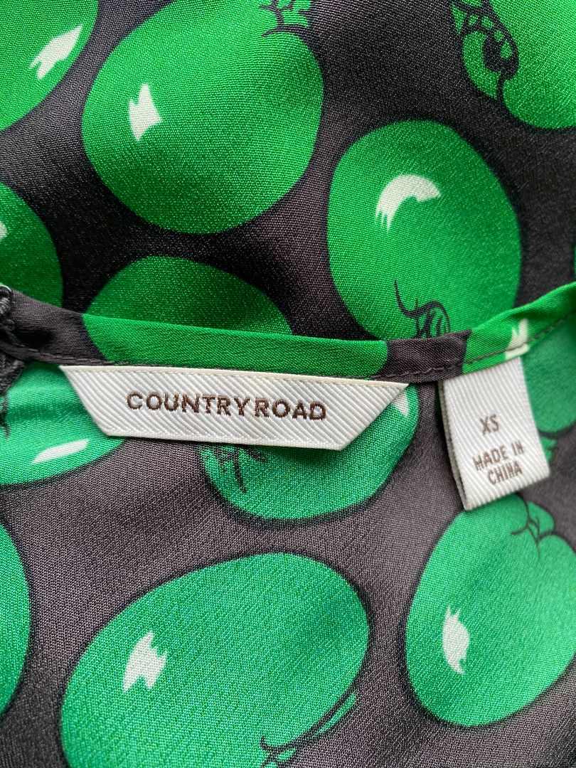 Black & Green Country Road Tops, XS