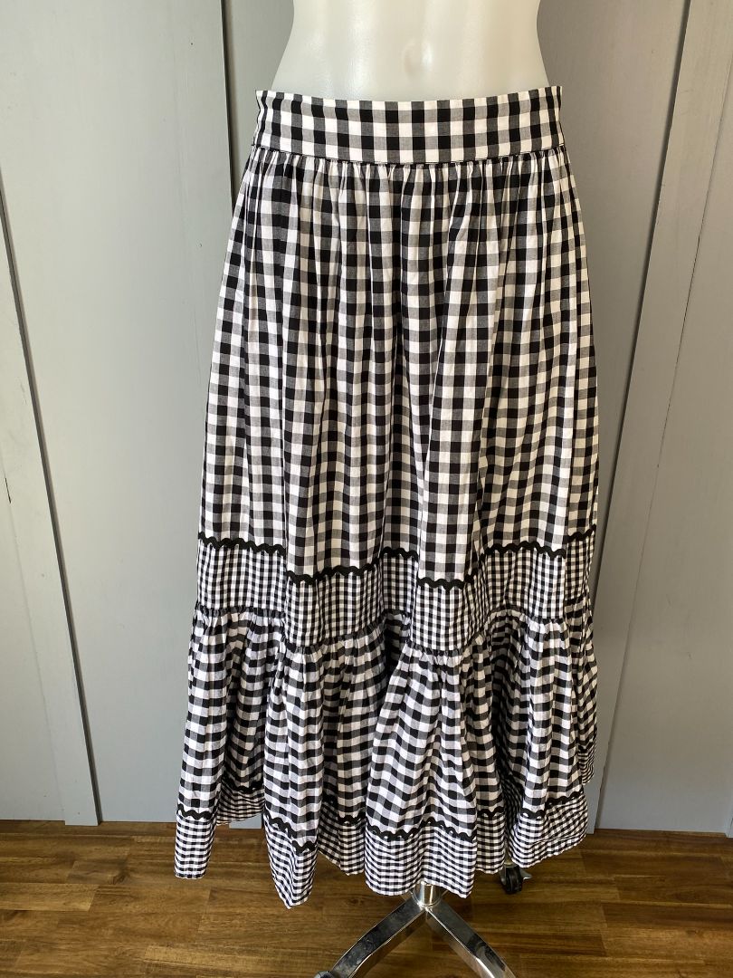 Black & White Gingham Coop Skirt, S