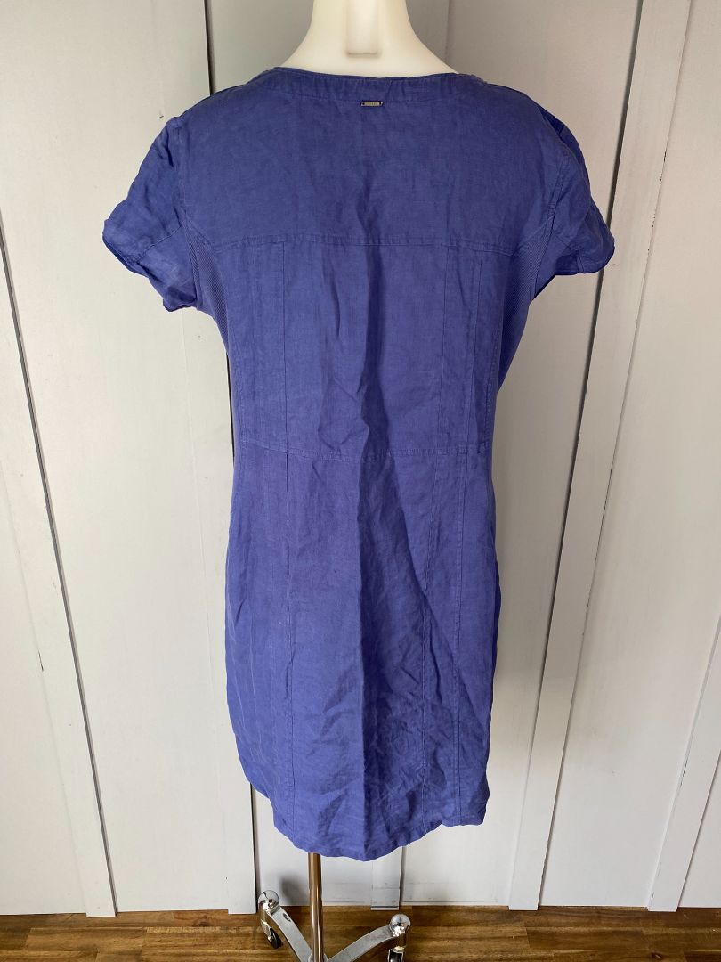 Blue Verge Linen Dress, L