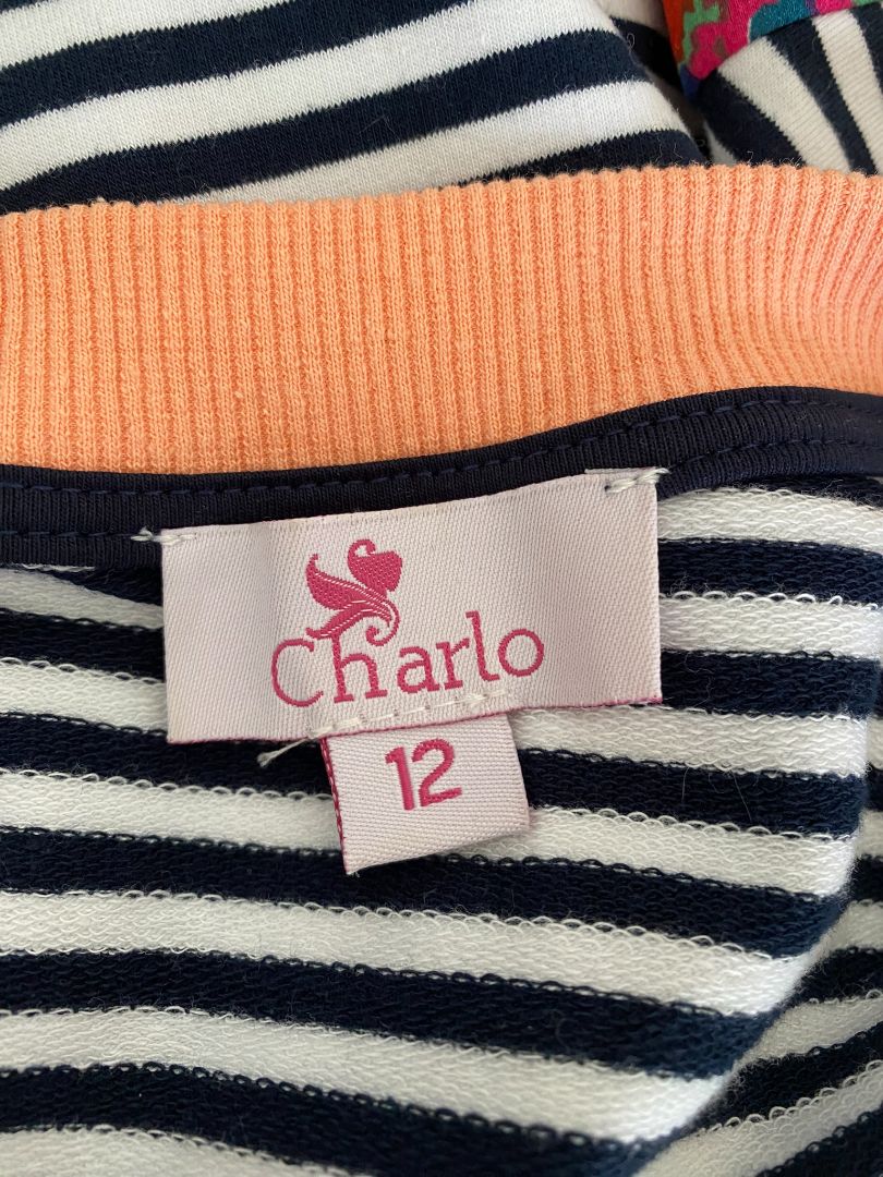 Black & White stripe & Multi print Charlo Top, 12