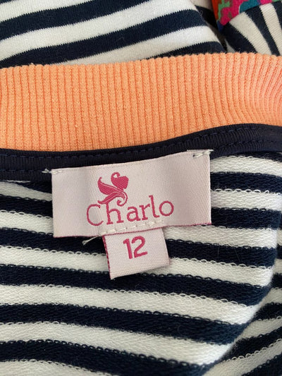 Black & White stripe & Multi print Charlo Top, 12