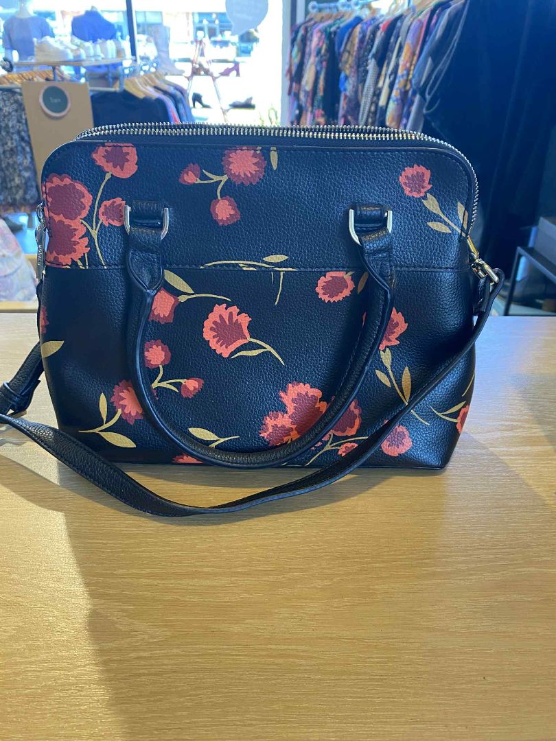 Black & Red floral Modalu Bags, 30cm x 24cm x 12cm