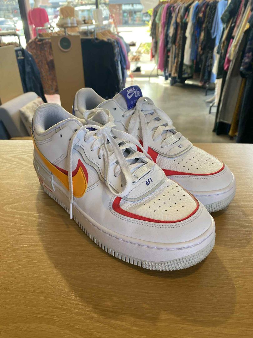 White, Orange & red Nike AF1 Shoes, 42